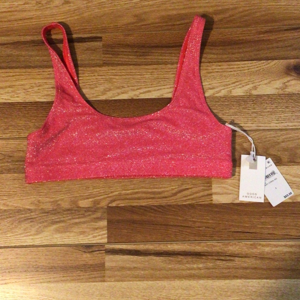 Good American Shimmering Pink Bikini Top